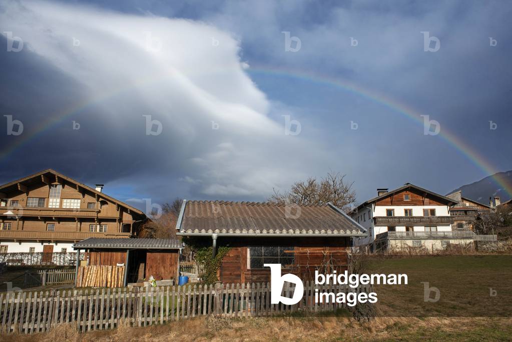 Typical Tyrol houses in Lans situated above Innsbruck, Austria, 2020 (photo)