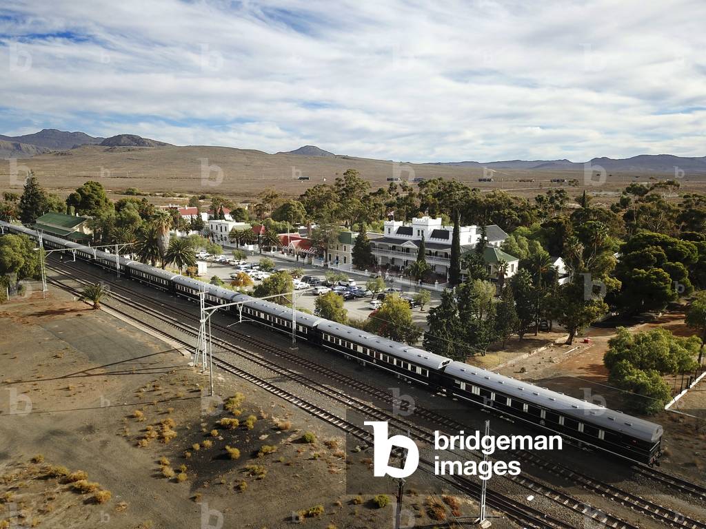 The Rovos Rail luxury train travelling between Cape Town and Pretoria in South Africa 
Matjiesfontein station
Pride of Africa beautifully rebuilt Classic train that form part of the luxurious and privately owned Rovos Rail fleet, 2020 (photo)