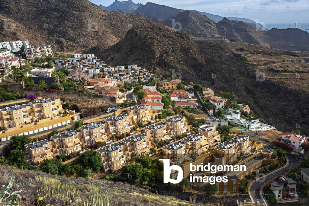 Modern residential neighborhood of Ifara in the foothills of Anaga mountains Santa Cruz de Tenerife Canary Islands Spain. (photo)