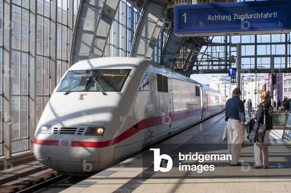 ICE IntercityExoress train in Main train station in Berlin Hauptbahnhof Germany (photo)
