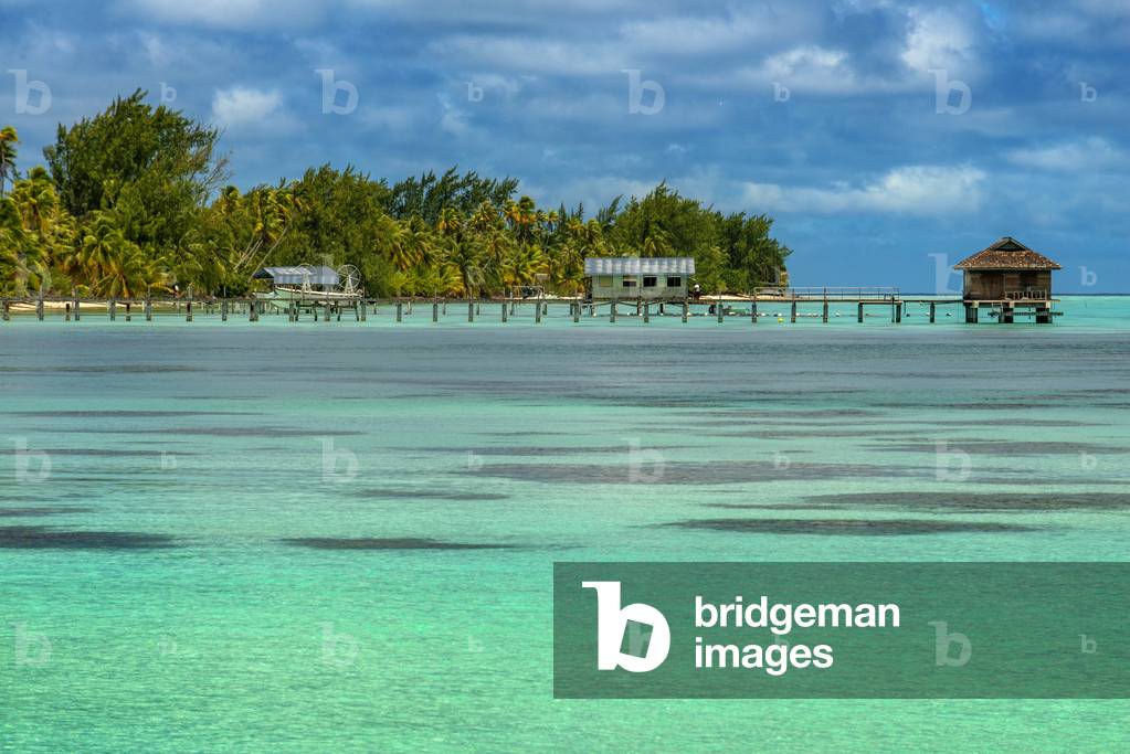 Small pier in Fakarava, Tuamotus Archipelago French Polynesia, Tuamotu Islands, South Pacific, 2020 (photo)