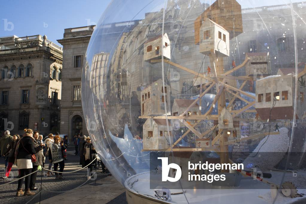 Nativity Scenes in St Jaume Square in Barcelona, Catalonia, Spain (photo)