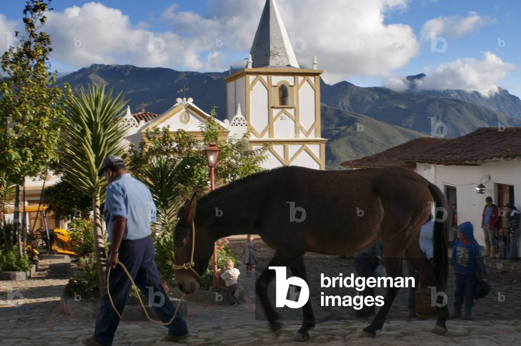 Church in Los Nevados village in andean cordillera Merida state Venezuela (photo)