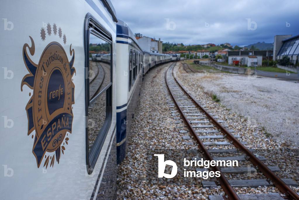 Outside carriages of Transcantabrico Gran Lujo luxury train, NORTH OF SPAIN, 2021 (photo)