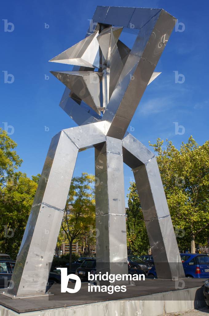 Eternal flame, memorial for the victims of forced displacement, Theodor-Heuss-Platz, Charlottenburg, Berlin, Germany (photo)