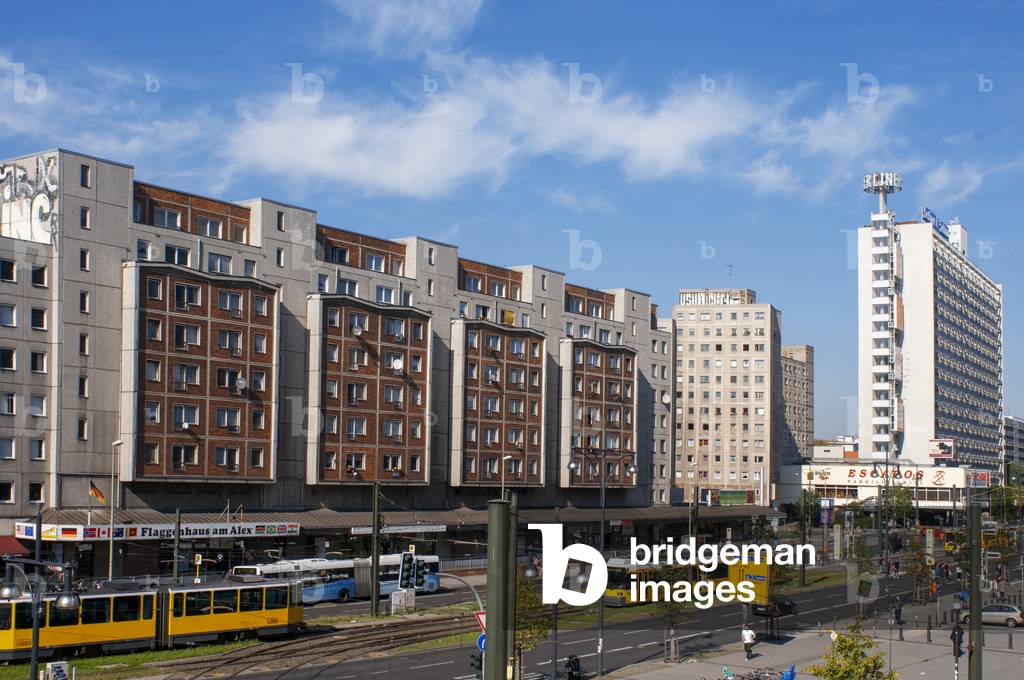 Berlin street scene and tram passing in the streets of Mitte Berlin, Germany (photo)