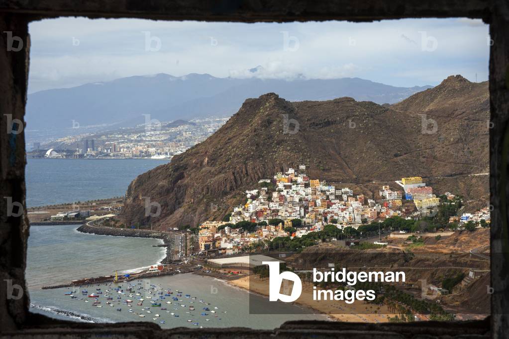 Aerial view and panoramic view of Teresitas Beach and San Andres, Canary Islands, Spain (photo)