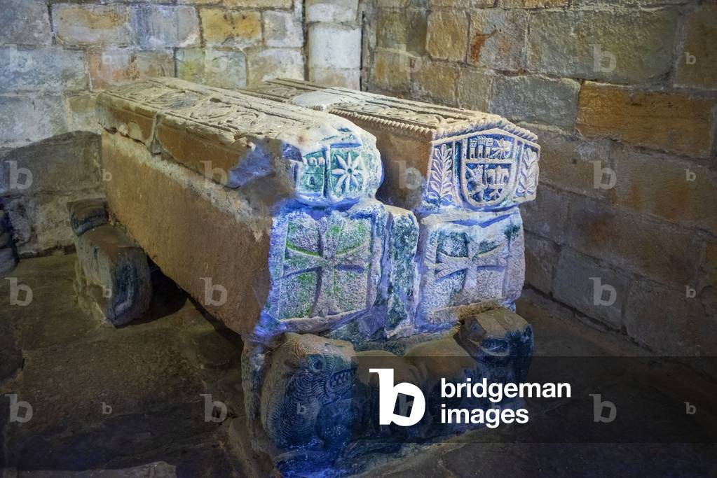 Sarcophagi in the Chapel of Los Polanco, cloister of the La Colegiata de Santa Juliana, NORTH OF SPAIN, 2021 (photo)