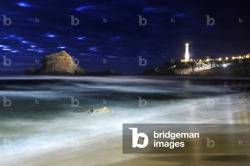Biarritz beach or Grande Plage and lighthouse Basque Country Pyrénées Atlantiques Department, Aquitaine, France , 2020 (photo)