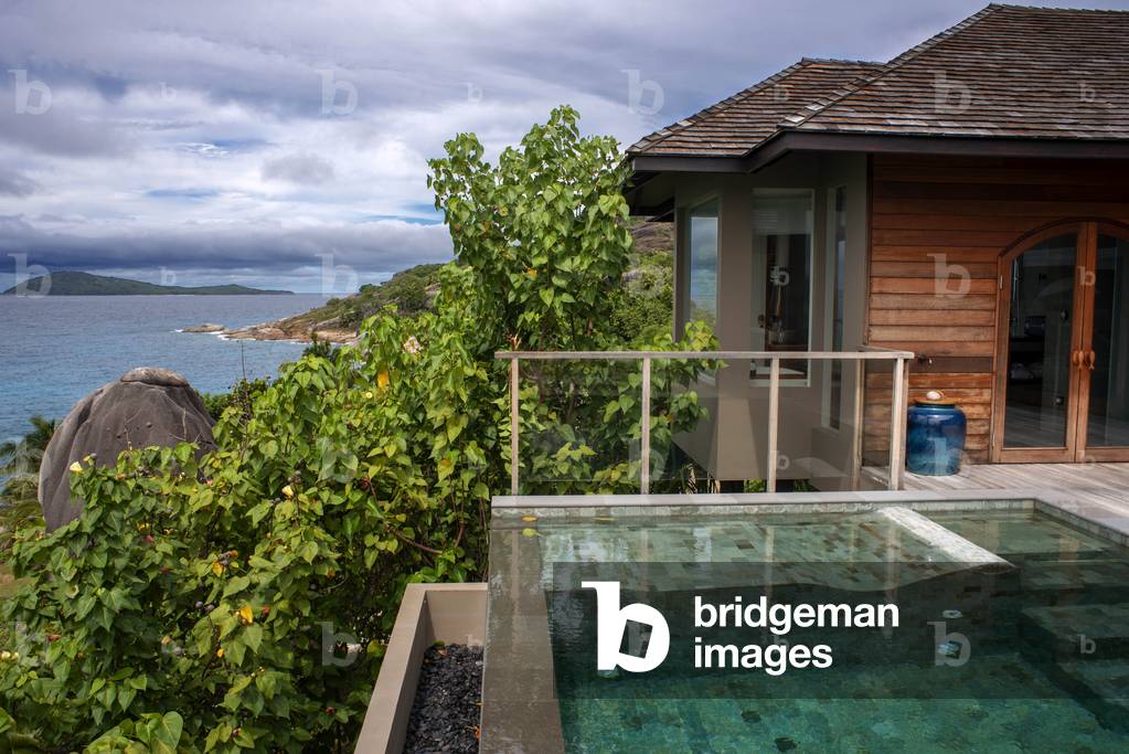 Pool in a private villa of Six Senses Zil Pasyon luxury hotel. Felicite island Seychelles (photo)
