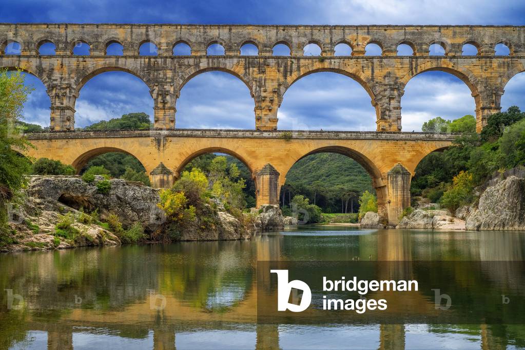 Pont du Gard, Languedoc Roussillon region, France, Unesco World Heritage Site,  Roman Aqueduct crosses the River Gardon near Vers-Pon-du-Gard Languedoc-Roussillon with 2000 year old, 2020 (photo)