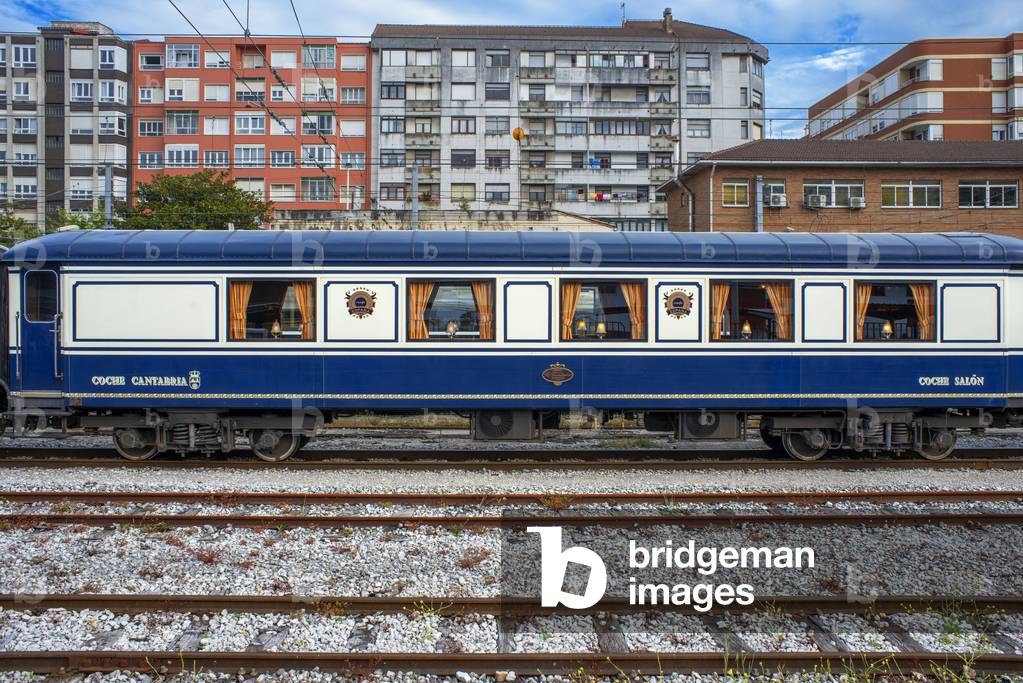 Outside carriages of Transcantabrico Gran Lujo luxury train, NORTH OF SPAIN, 2021 (photo)