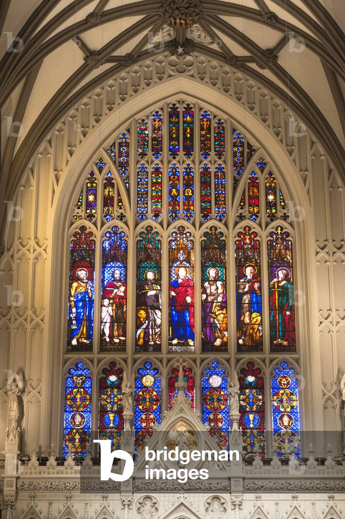 Inside Trinity Church at the head of Wall Street in Lower Manhattan was designed in the neo-Gothic style by Richard Upjohn, New York City, USA (photo)