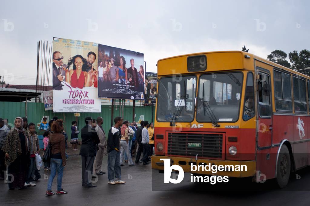 An public bus cruising the streets of downtown Addis Ababa (photo)