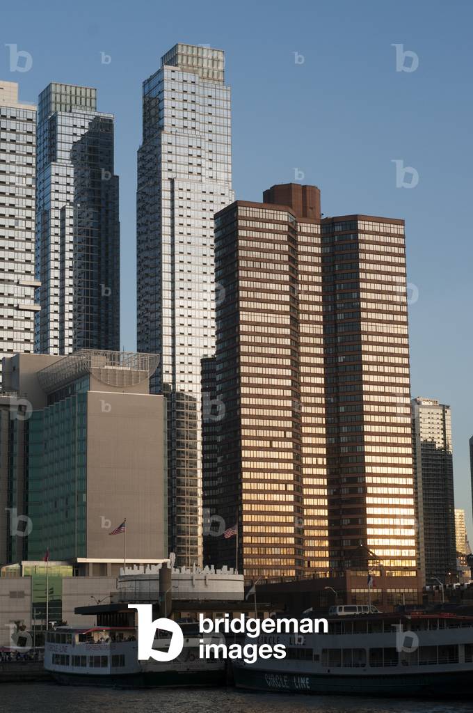 Staten Island Ferry moored in Lower Manhattan, New York (photo)