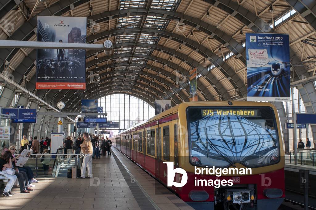 S-Bahn train in Main train station in Berlin Hauptbahnhof Germany (photo)