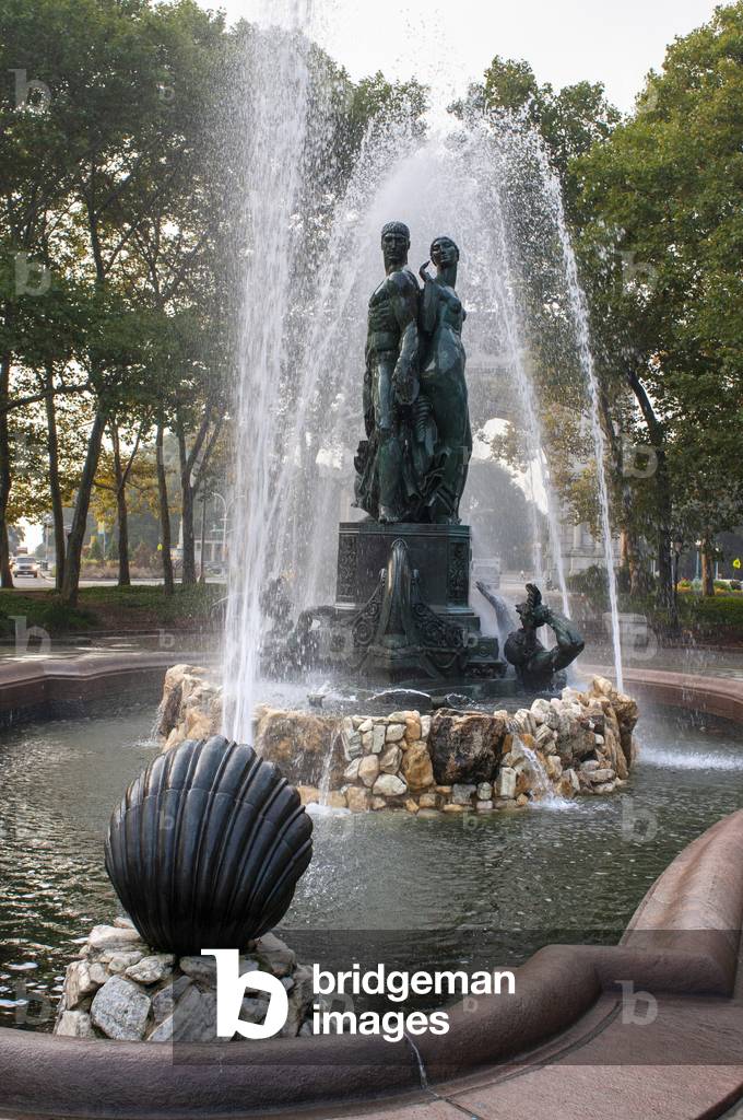 Bailey Fountain is a 19th century outdoor sculpture in New York City Grand Army Plaza, Brooklyn, New York, USA (photo)