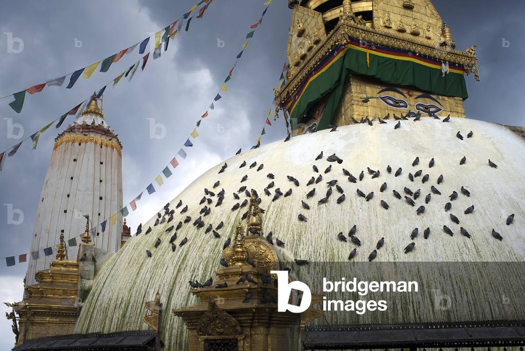 Swayambhunath Stupa views, Kathmandu, Nepal (photo)