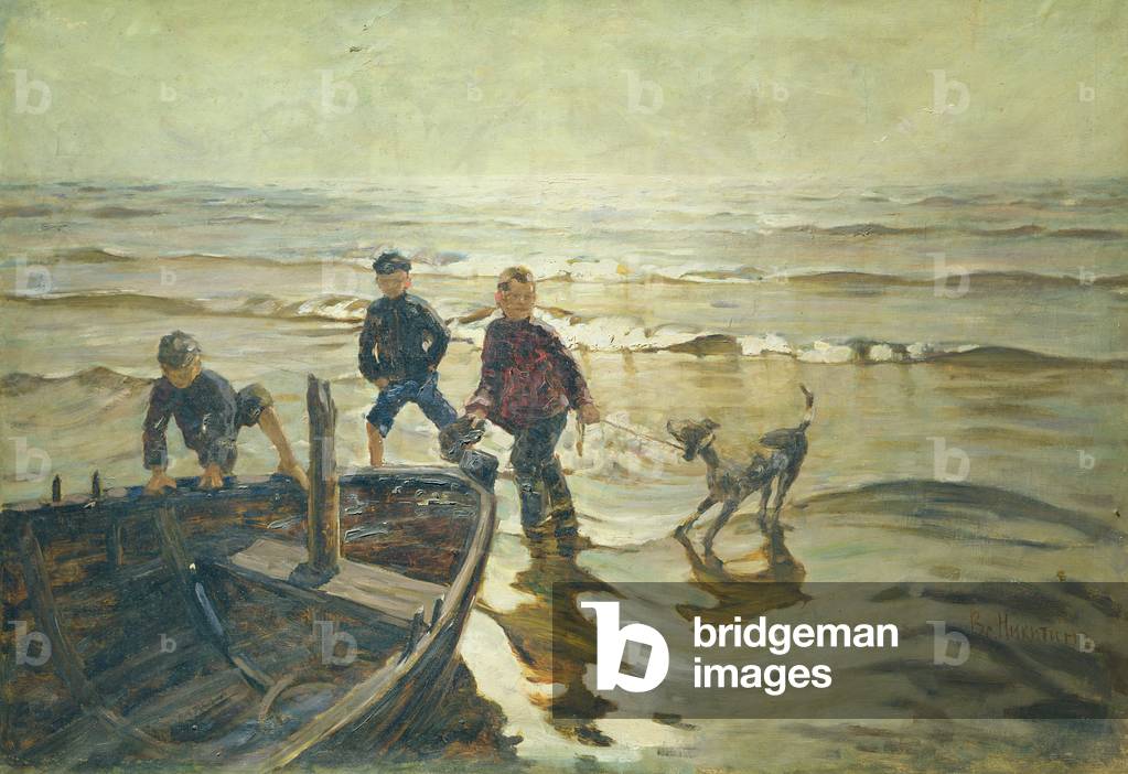 Bambini sul mare (olio su tela)