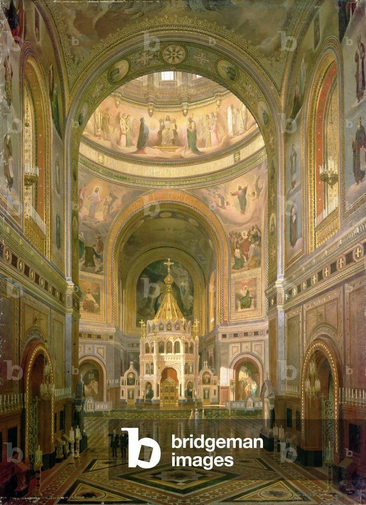 Interior of the Church of Christ the Saviour in Moscow, 1883 (oil on canvas)
