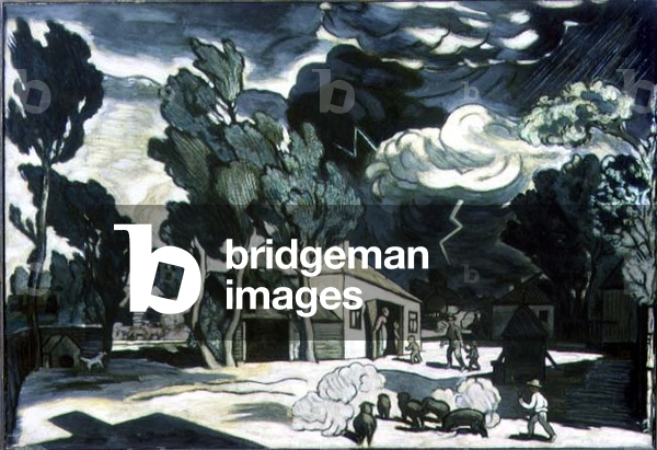 Landscape with Storm (oil on canvas)