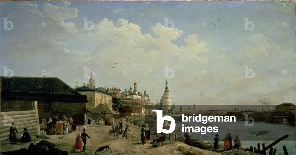 View of the Kremlin from the Kamenniy Bridge, Moscow (oil on canvas)
