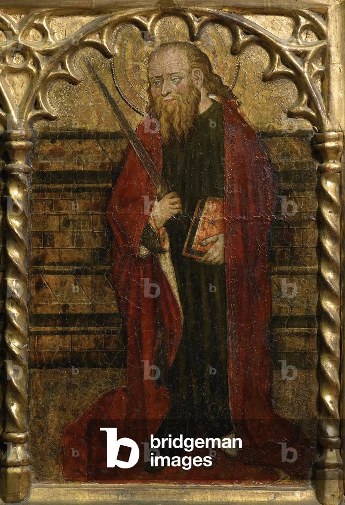 St. Peter, St. John the Baptist, St. Augustine, The Archangel Michael, St. Bartholomew and St. Paul, mid 15th century (oil on panel)