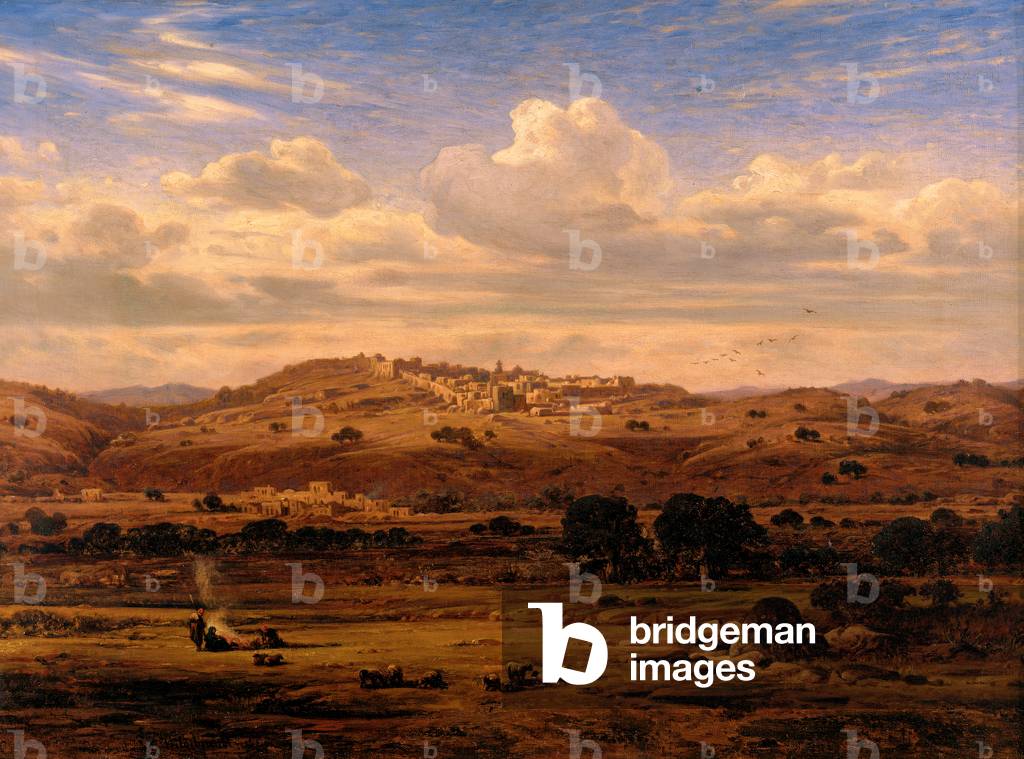 Landscape with shepherds before Bethlehem (oil on canvas)