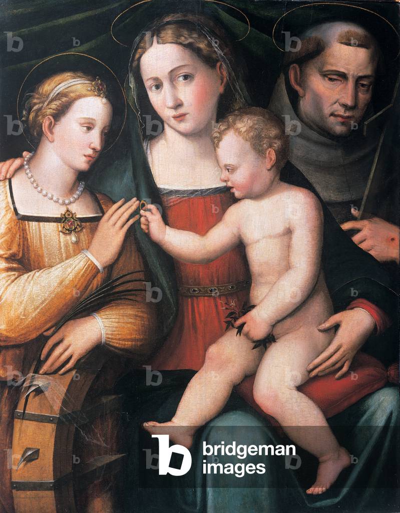 The mystic marriage of St. Catherine with St. Frances of Siena (oil on panel)