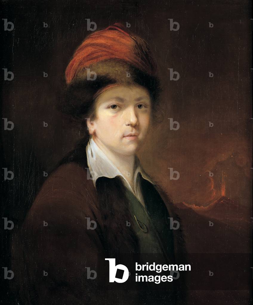 Portrait of Joseph Wright of Derby (1734 - 1797) with Vesuvius in the background, 1774 (oil on canvas)