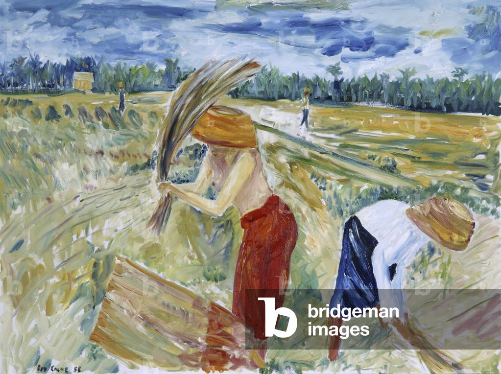 Rice Harvest, Bali 1988 (gouache)