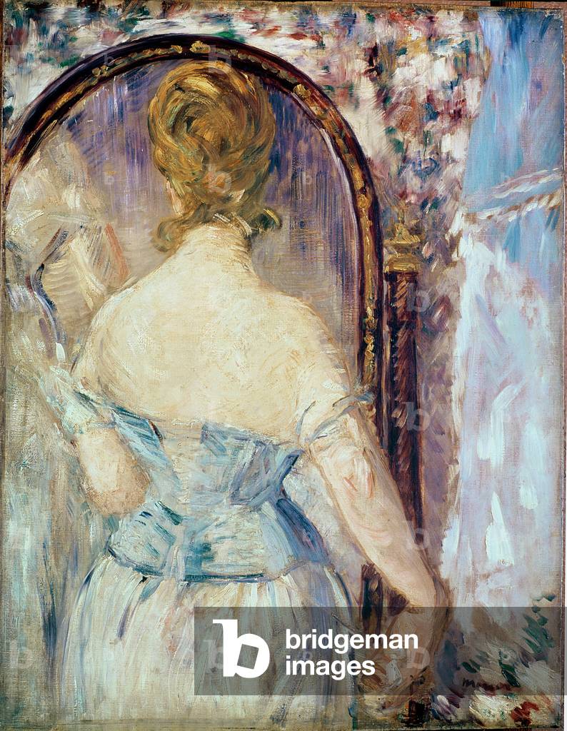 Frau vor einem Spiegel, 1876-77 (öl auf leinwand)