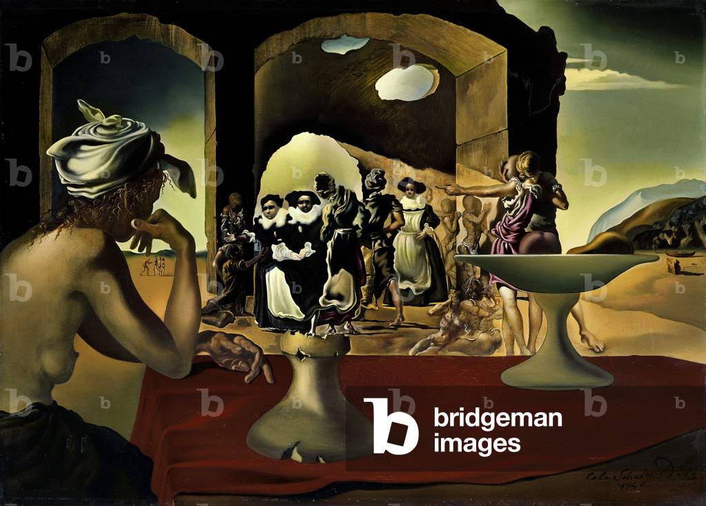 Immagine di Dipinto "Mercato degli schiavi con il busto scomparso di Voltaire", 1940 di Salvador Dali