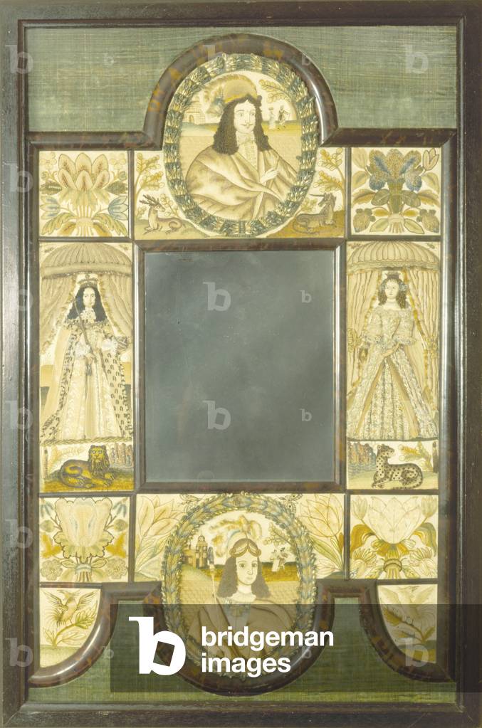 Stumpwork Mirror, c.1670 (glass & embroidery)