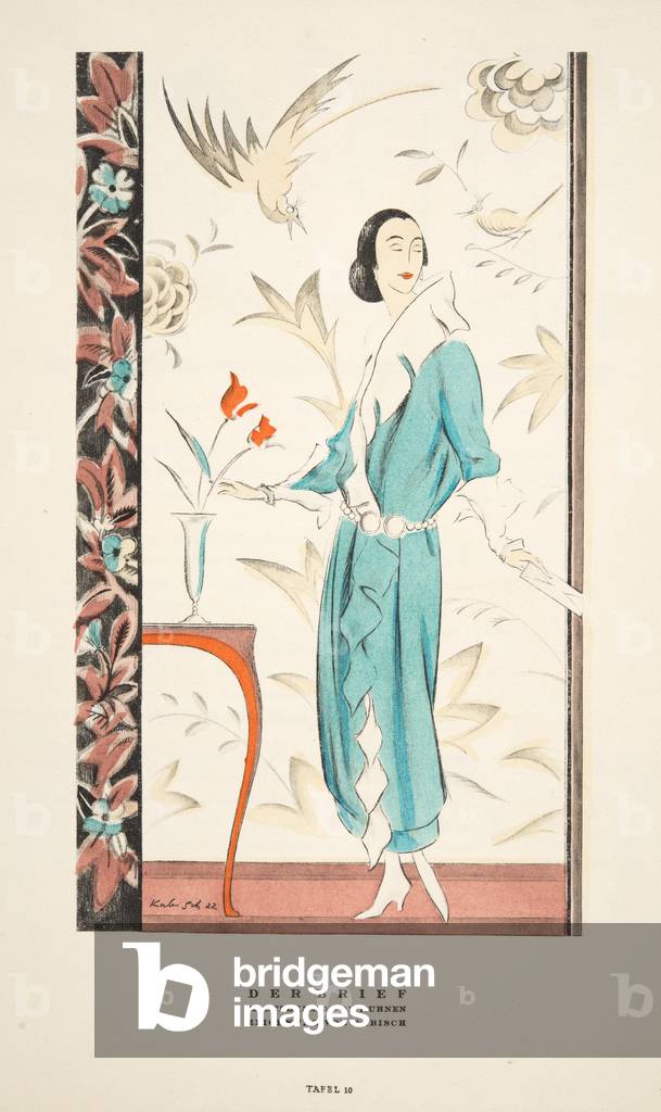 Der Brief, Coat Dress by Kurnen,  from Styl, pub.1922 (pochoir print)
