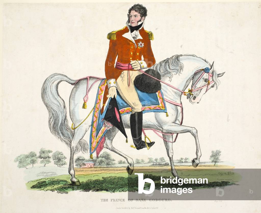 The Prince of Saxe Coburg, pub. by Richard Evans, engr Romney, illustration from 'An Historical Account of the Battle of Waterloo' by William Mudford, 1816 (coloured engraving)