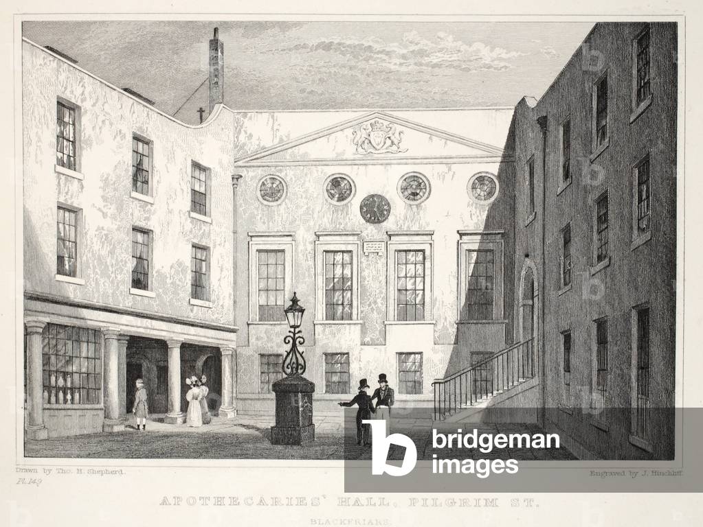 Apothecaries' Hall, from London and it's Environs in the Nineteenth Century pub. Jones & Co., 1827-1829 (engraving)