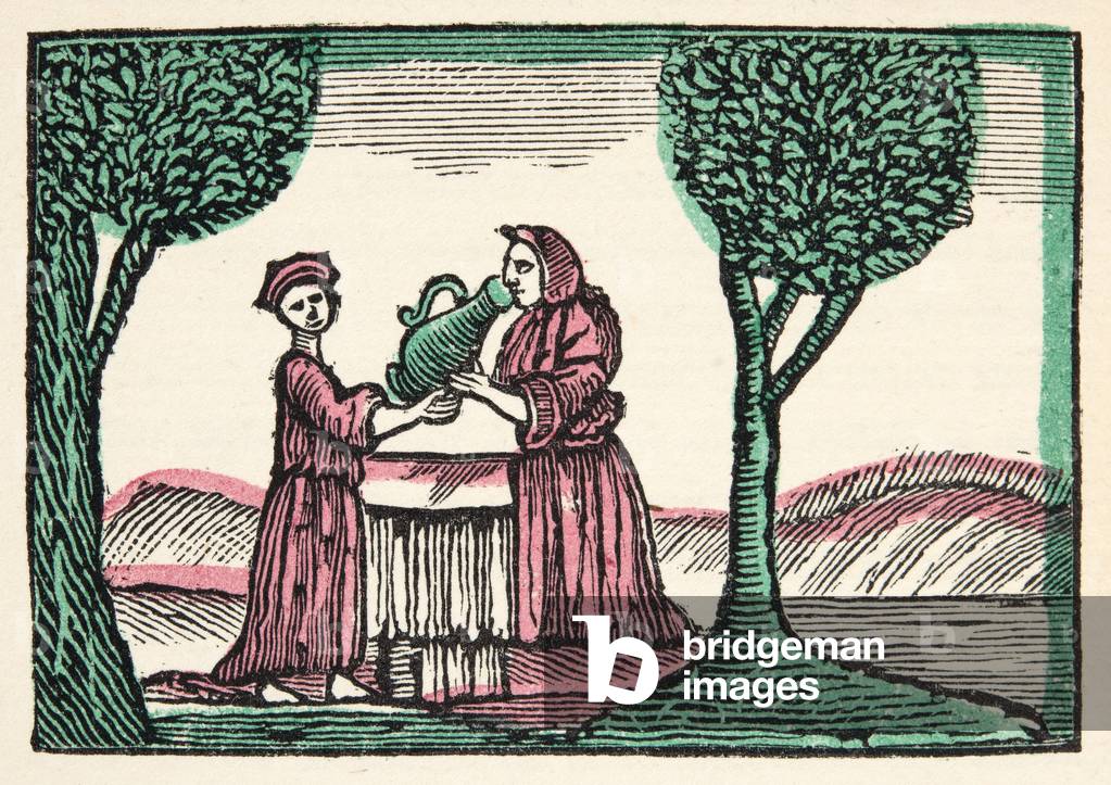 The Fairy from 'Histories or Tales of Past Times told by Mother Goose, With Morals', by M Perrault, pub. 1925 (hand coloured woodblock print)