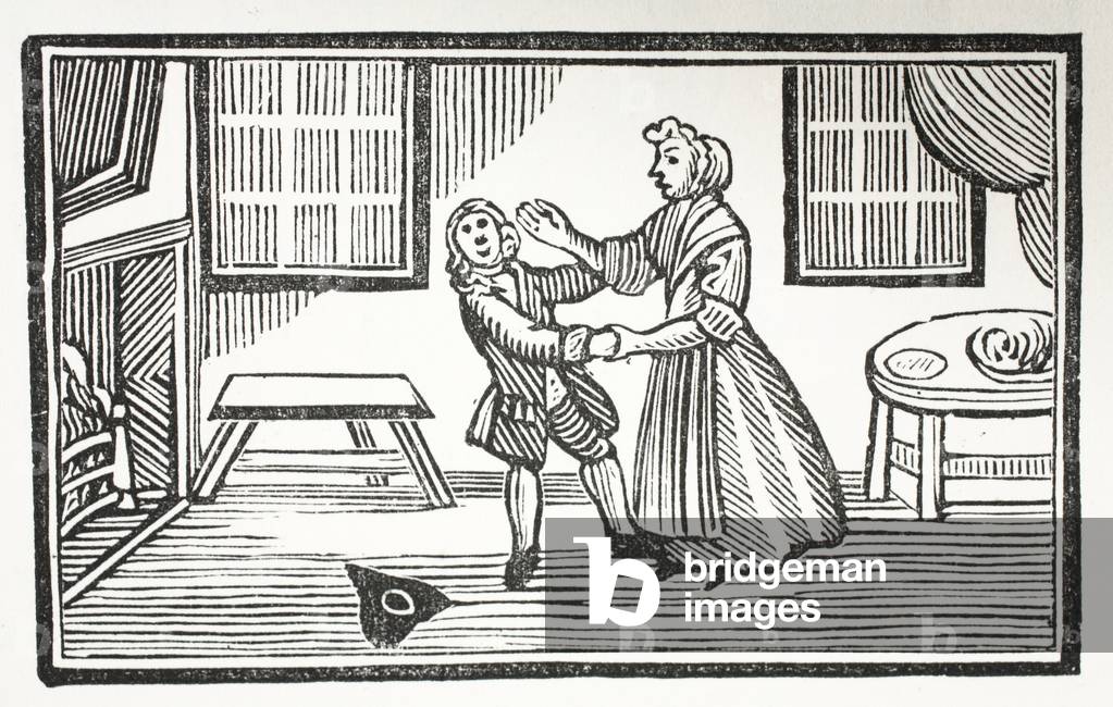 The Method Meg took to make one of the Vicars pay his score, illustration from 'Chap-books of the Eighteenth Century' by John Ashton, pub. 1882 (litho)
