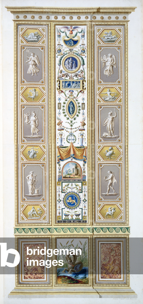 Panel from the Raphael Loggia at the Vatican, from 'Delle Loggie di Rafaele nel Vaticano', engraved by Giovanni Volpato (1735-1803), 1775, published c.1776-77 (hand coloured engraving)