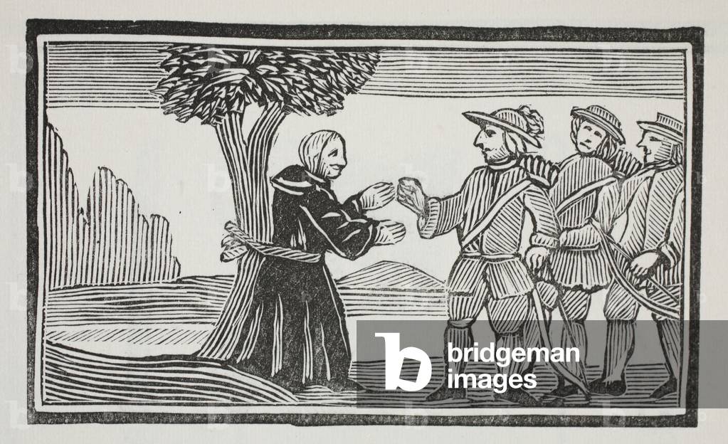 He bound the Abbot to a tree, illustration from 'Chap-books of the Eighteenth Century' by John Ashton, pub. 1882 (litho)