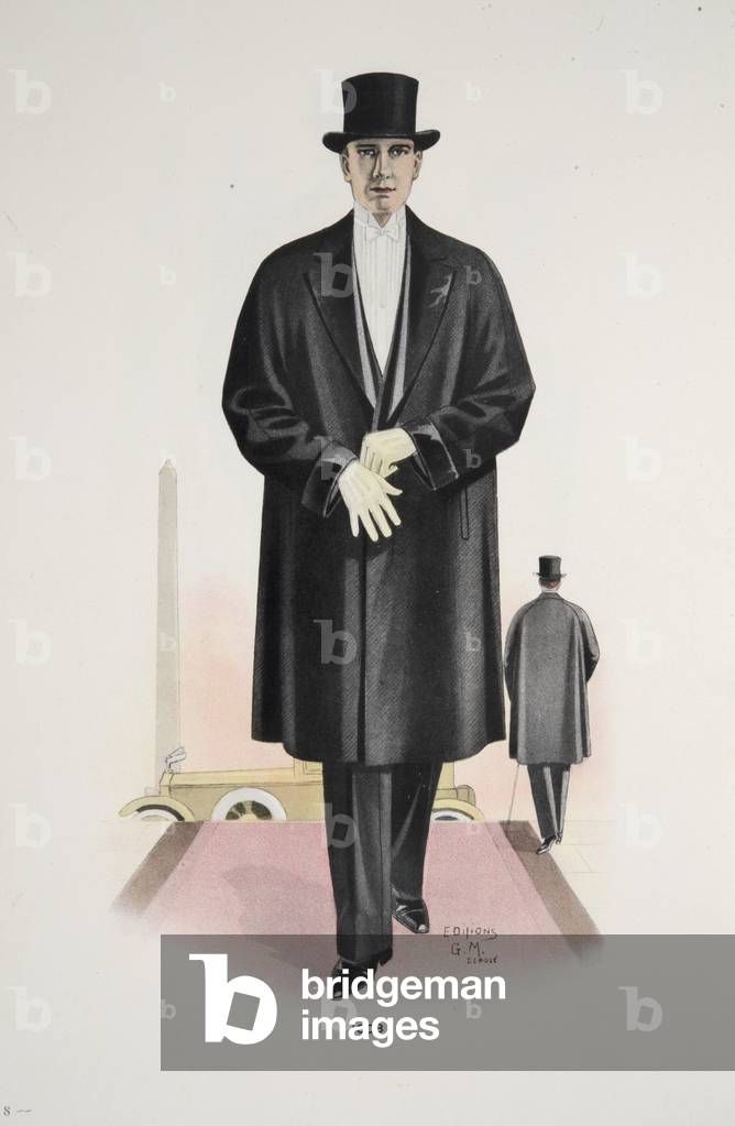 Gentleman's Evening Overcoat, illlustration from Mode Officielle, pub. 1928 (colour litho)