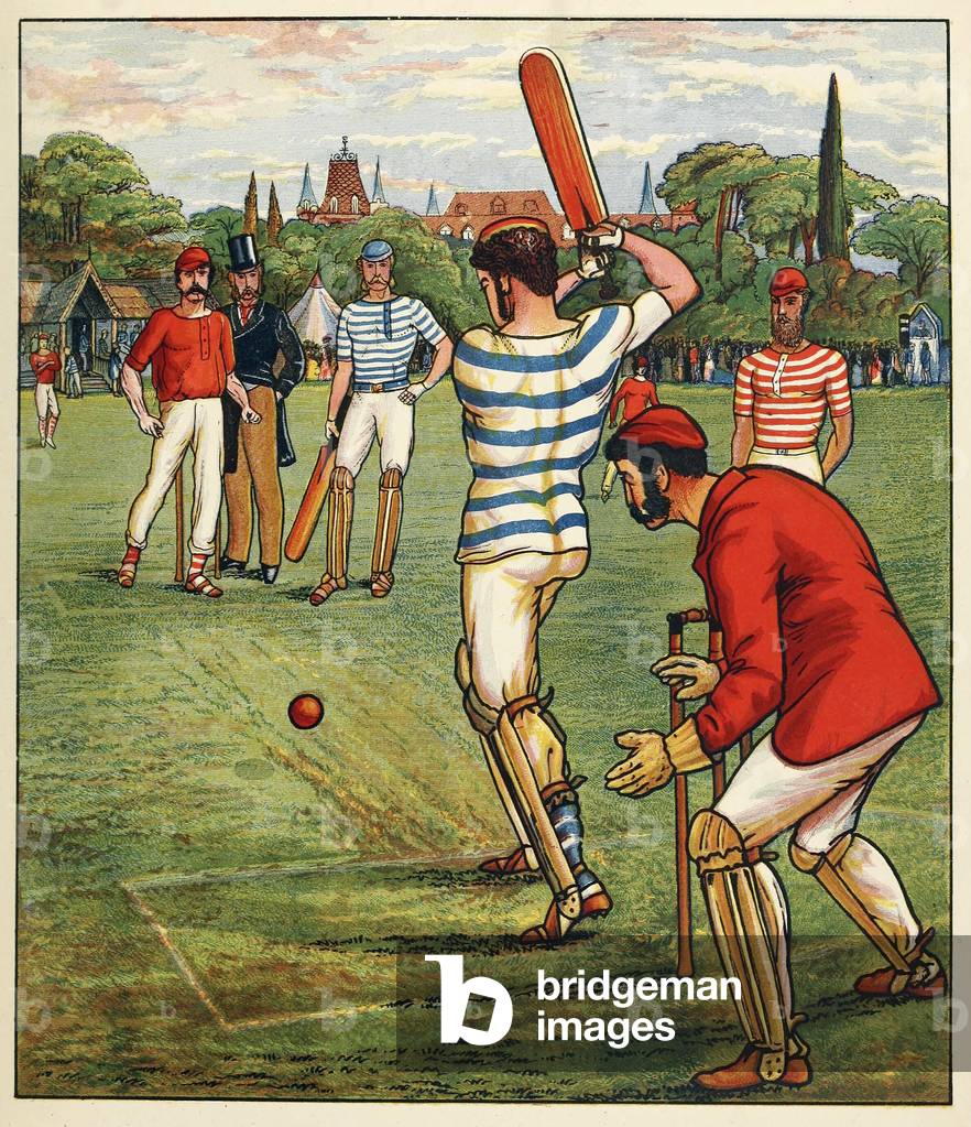 Cricket, from British Sports and Games, pub. c. 1880 (Colour litho)