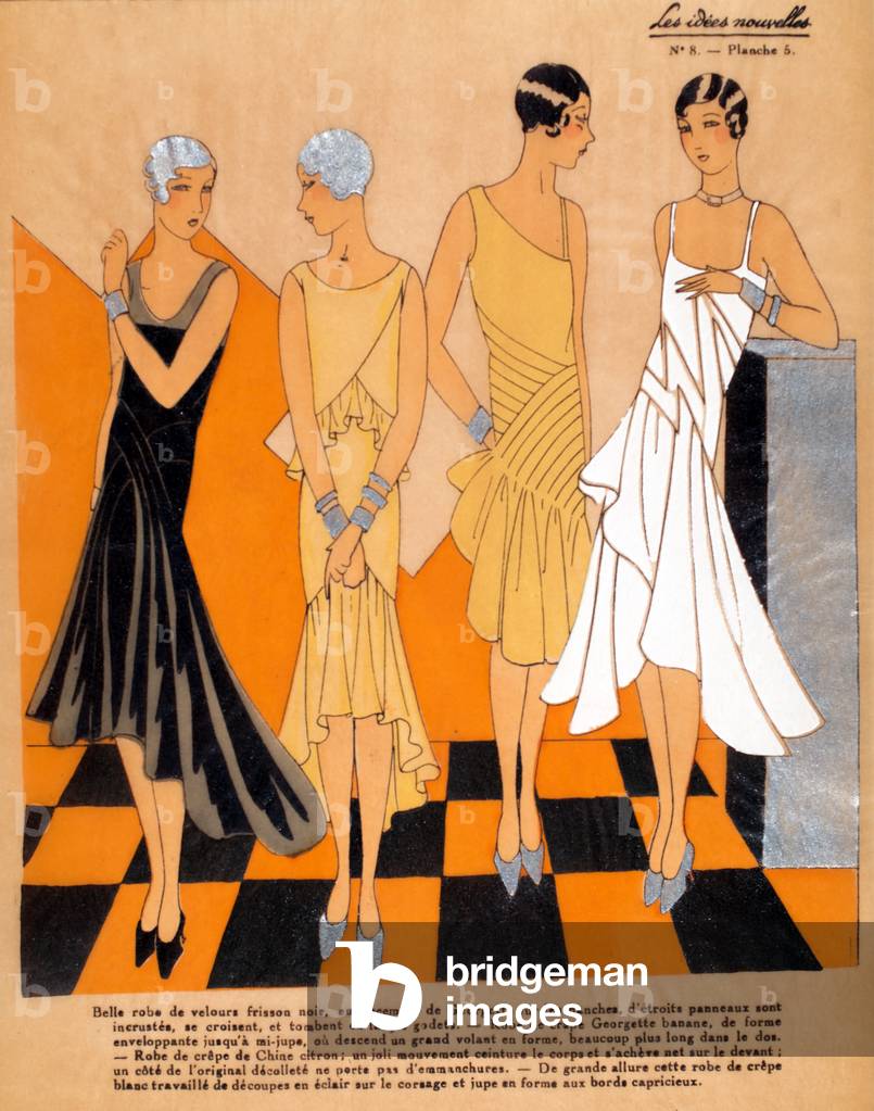 Four Cocktail Dresses, Les Idées Nouvelles, 1926 (pochoir print on tissue paper)