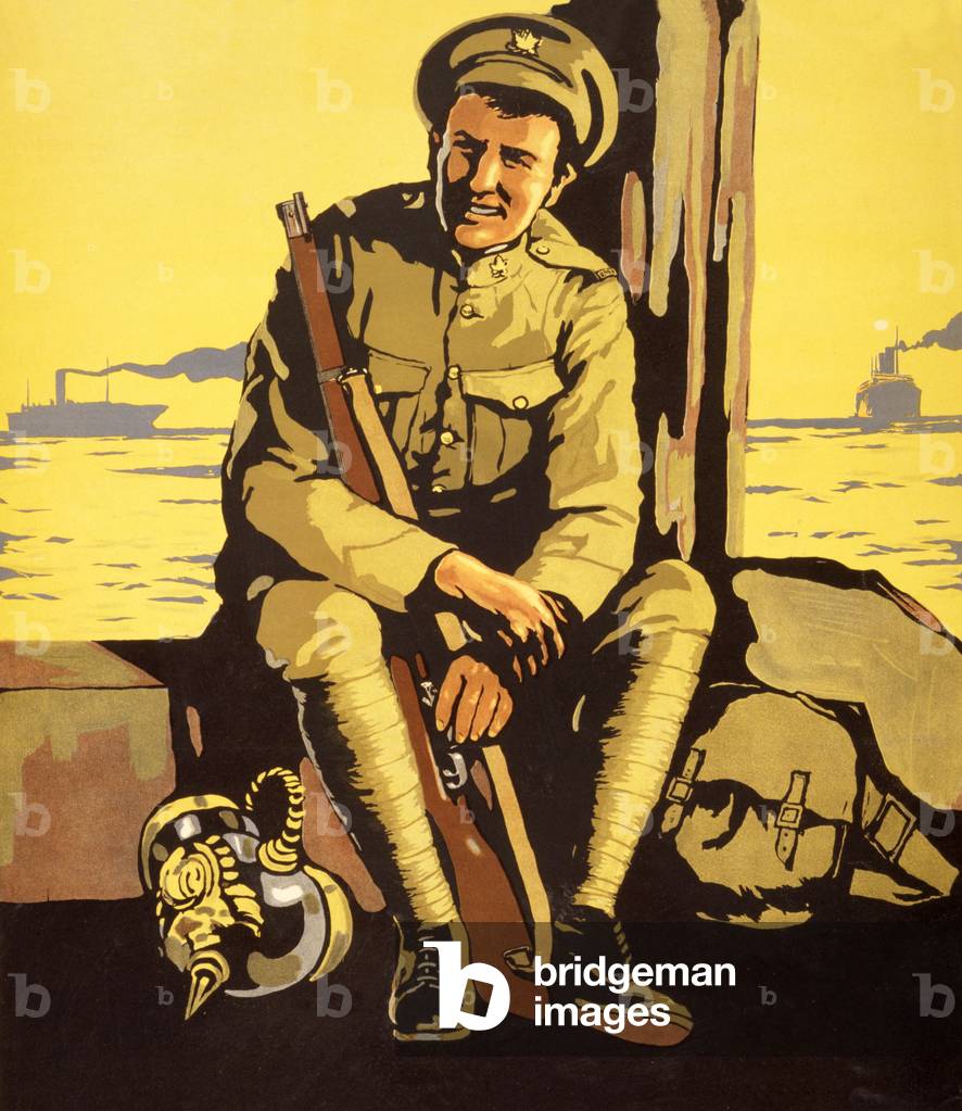 Detail from 'Bring him home with the Victory Loan', pub. London, c.1918 (colour litho)