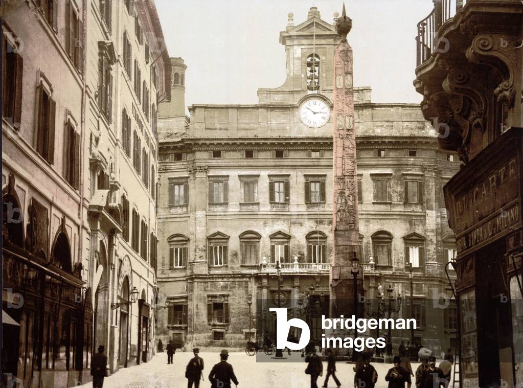 Piazza di Monte Citorio, Rome (hand-coloured photo)