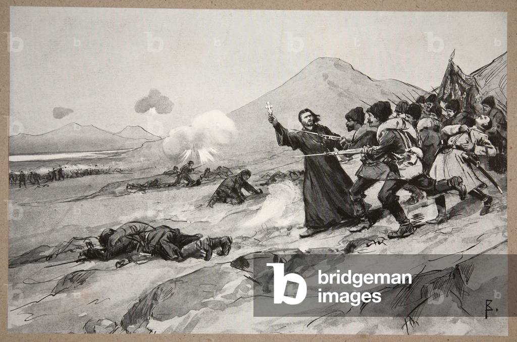 The Battle of Turen-Tchen, illustration from 'Manchuria: images from the Russo-Japanese War', edited by A. Martynoff, St. Petersburg, 1907 (litho)