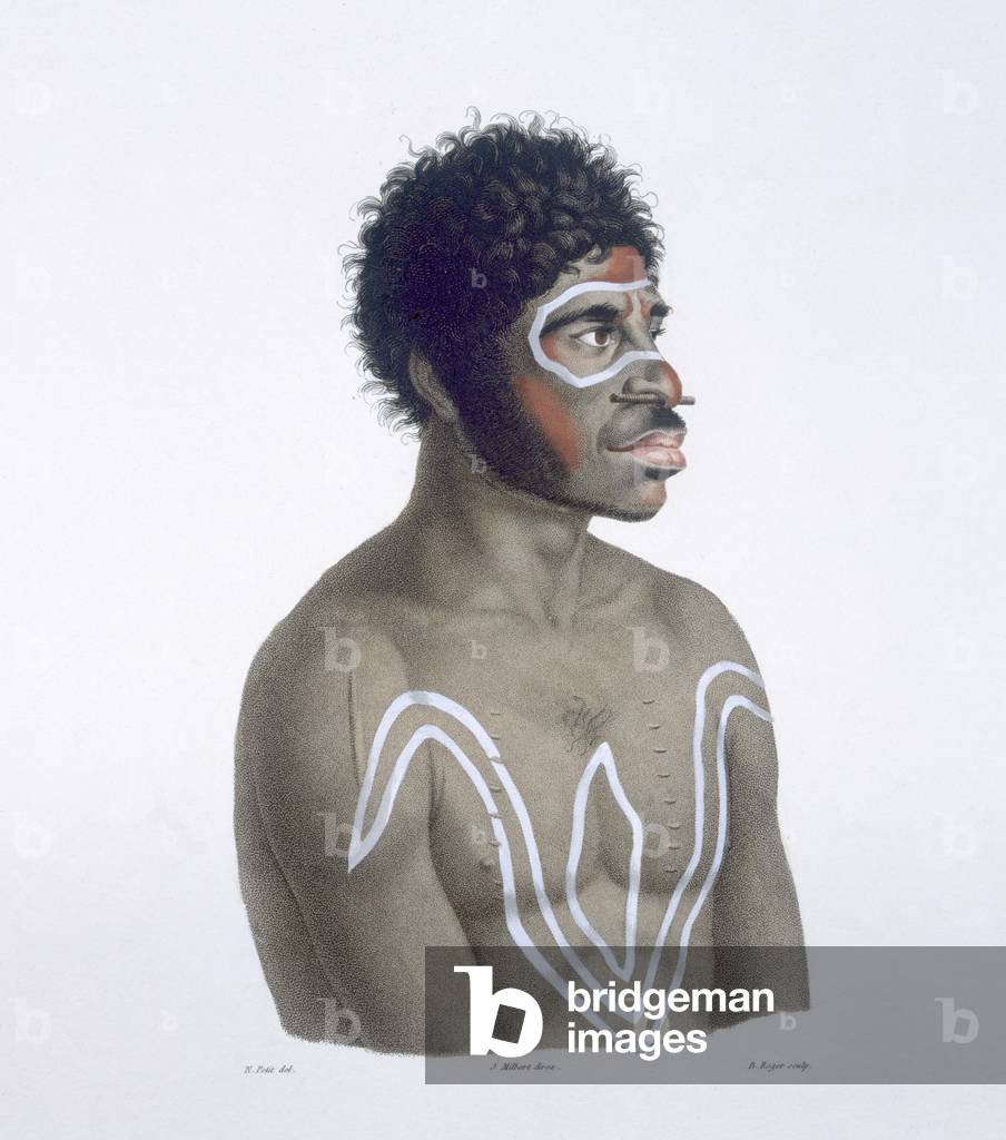 Australian Aborigine, 1812 (colour litho)