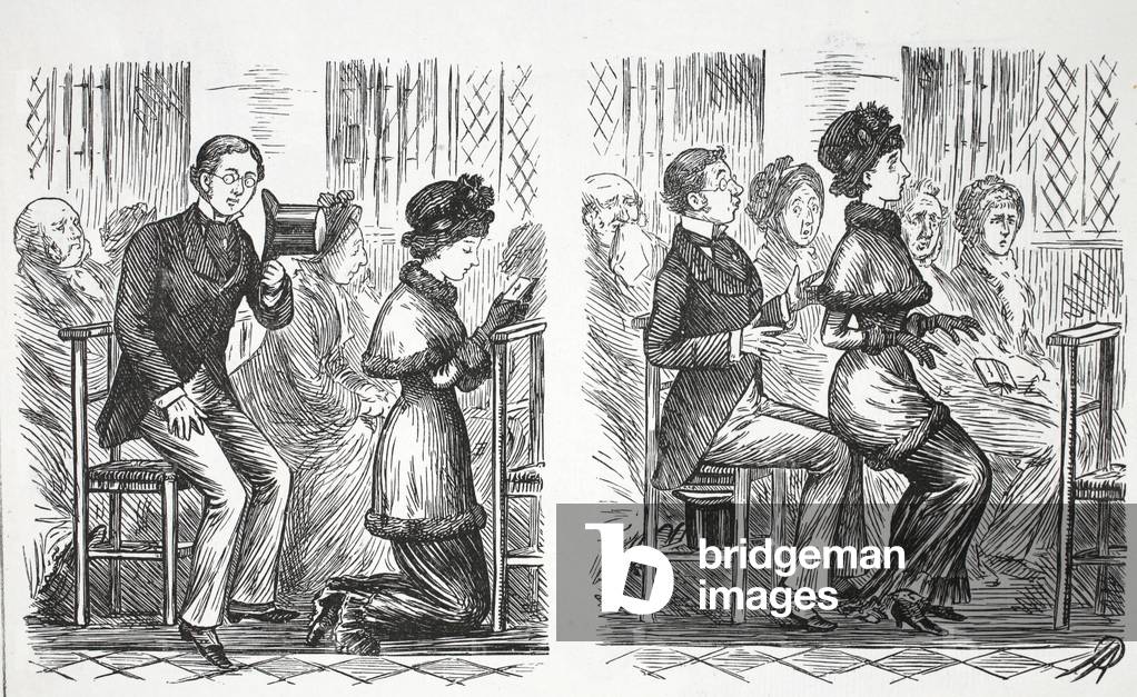 Church manners, illustration from 'Punch' (litho)