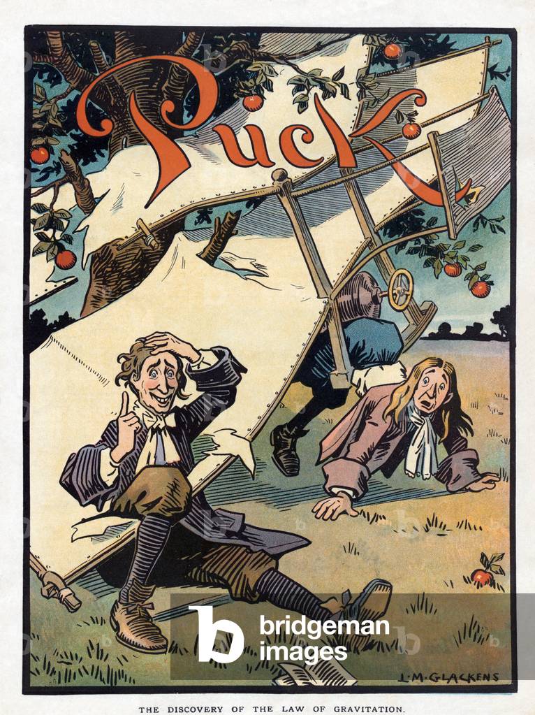 The Discovery of the Law of Gravitation, published 1910 (colour litho)